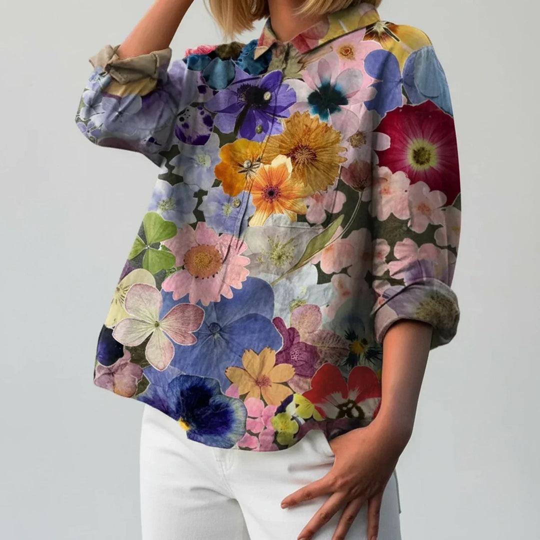 Emily | Women's Floral Print Short Sleeve Blouse, Casual
