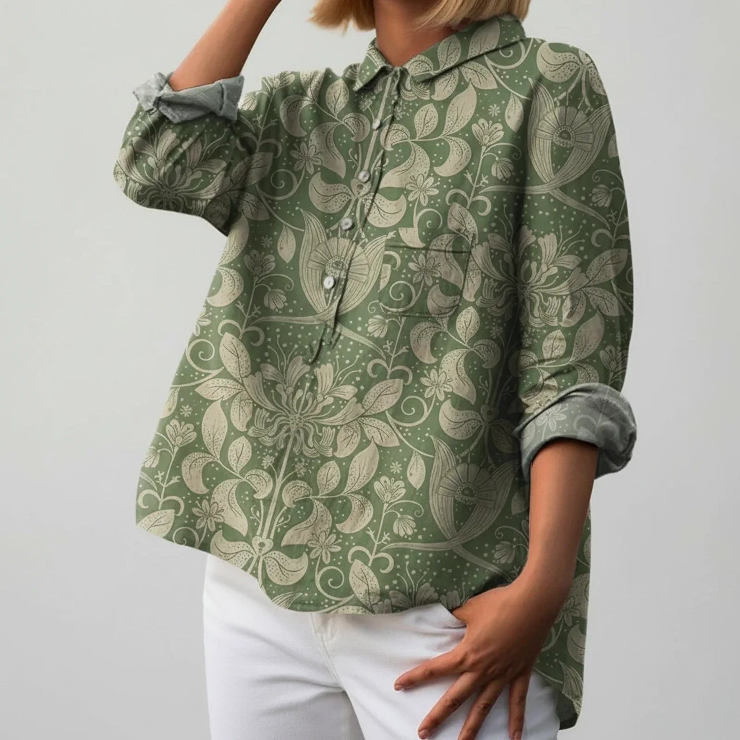 Emily | Women's Floral Print Short Sleeve Blouse, Casual