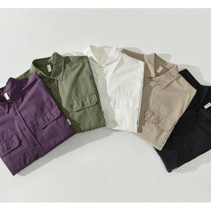 Men's Casual Cotton Long Sleeve Button-Up Shirt - Everyday Wear