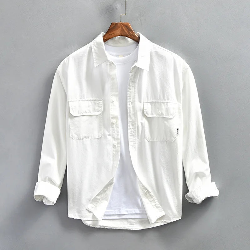 Men's Casual Cotton Long Sleeve Button-Up Shirt - Everyday Wear