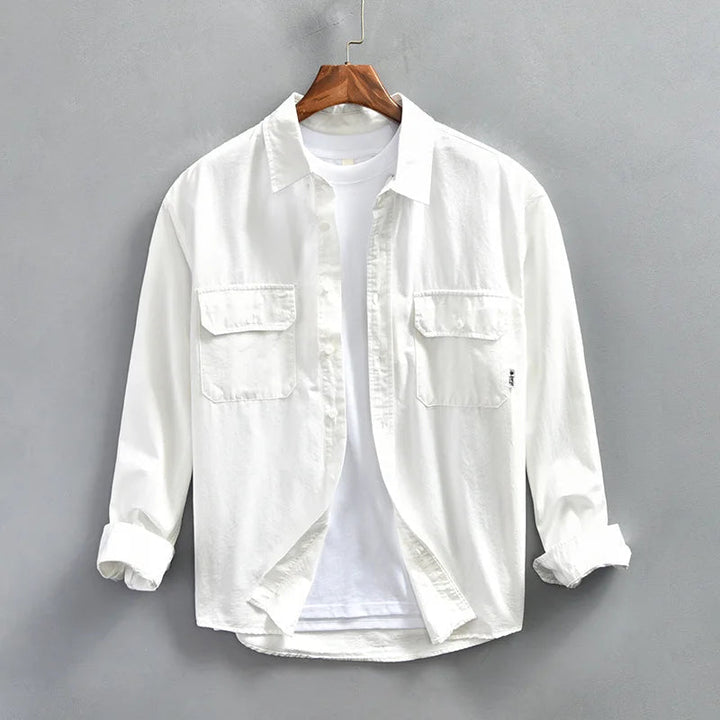 Men's Casual Cotton Long Sleeve Button-Up Shirt - Everyday Wear