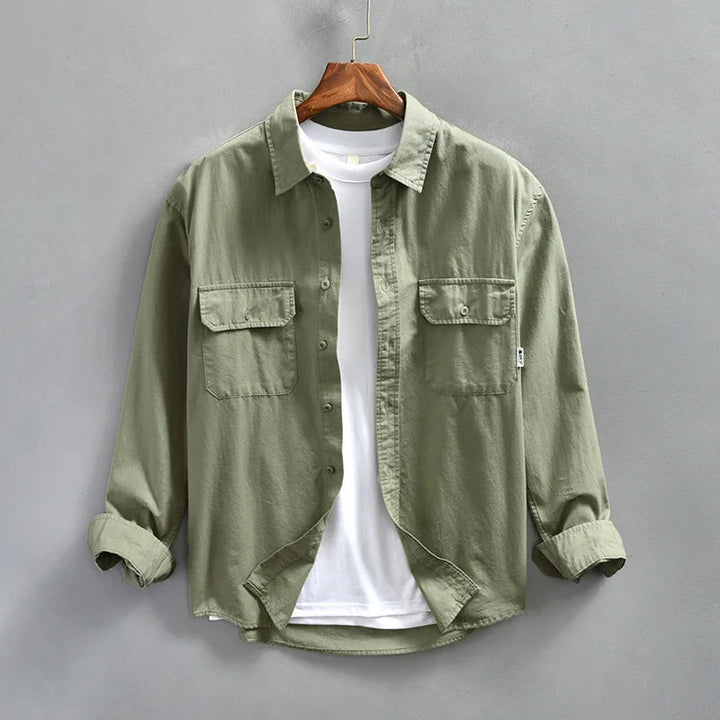 Men's Casual Cotton Long Sleeve Button-Up Shirt - Everyday Wear