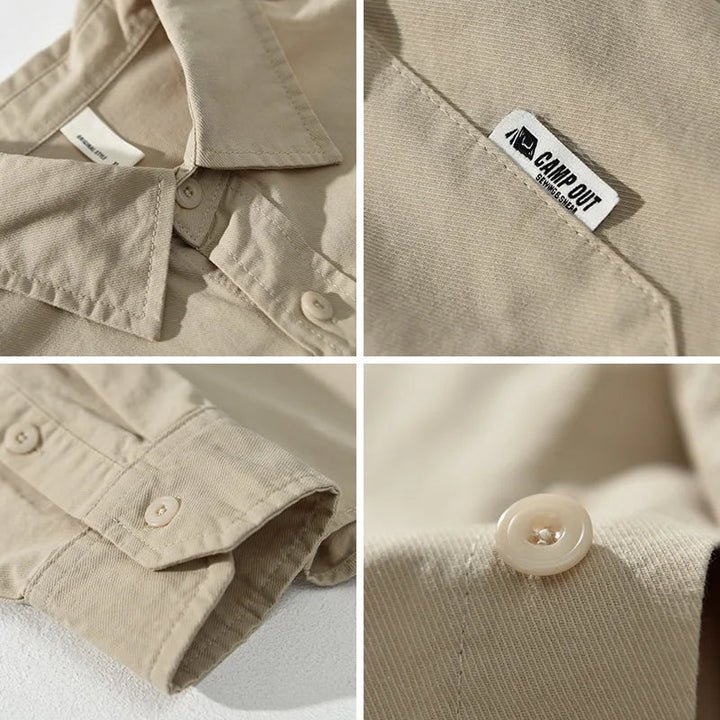 Men's Casual Cotton Long Sleeve Button-Up Shirt - Everyday Wear