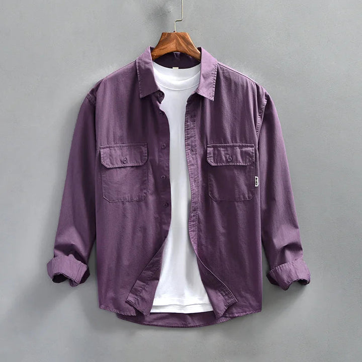 Men's Casual Cotton Long Sleeve Button-Up Shirt - Everyday Wear