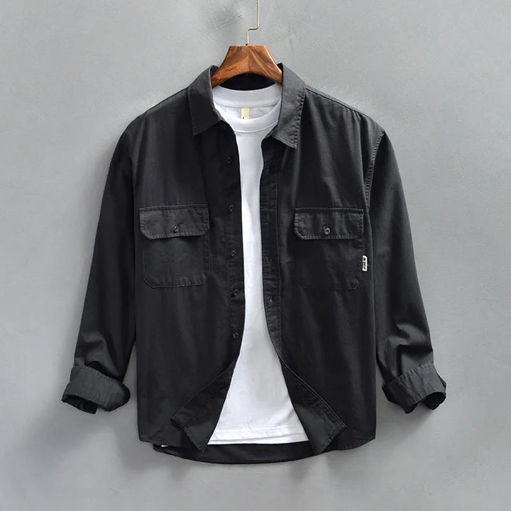 Men's Casual Cotton Long Sleeve Button-Up Shirt - Everyday Wear