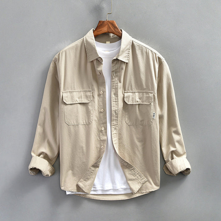 Men's Casual Cotton Long Sleeve Button-Up Shirt - Everyday Wear