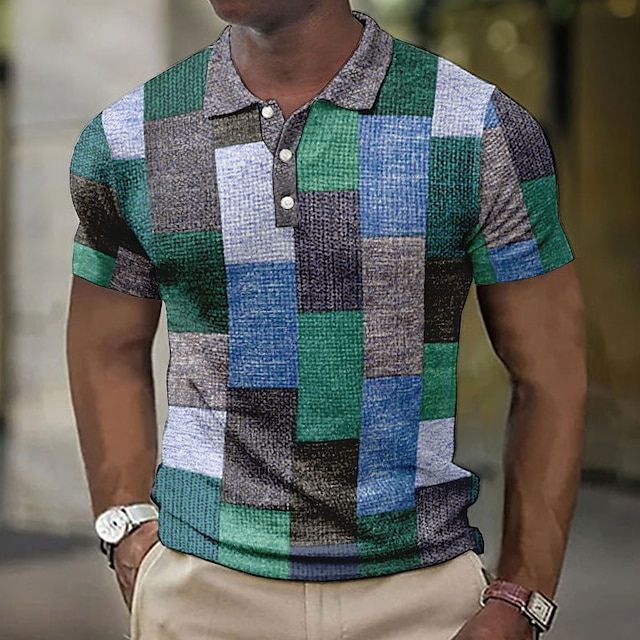 Men's Checked Polo Shirt - Summer Casual