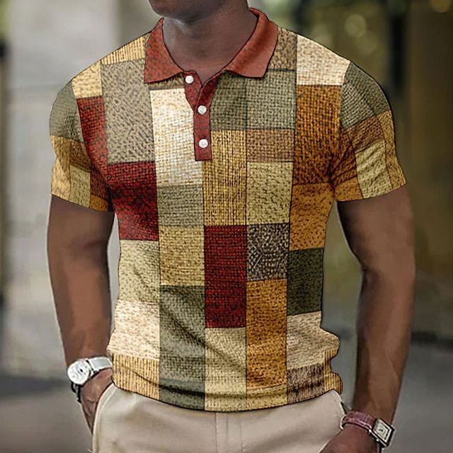 Men's Checked Polo Shirt - Summer Casual