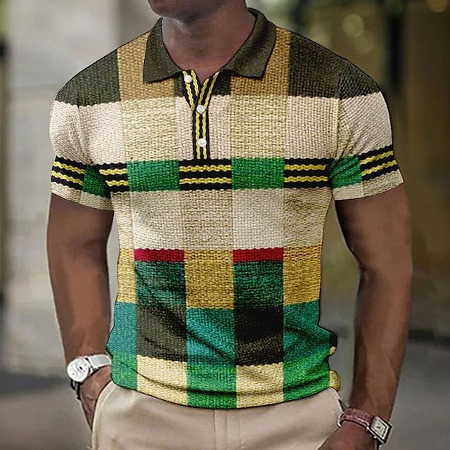 Men's Checked Polo Shirt - Summer Casual