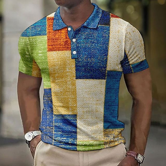 Men's Checked Polo Shirt - Summer Casual