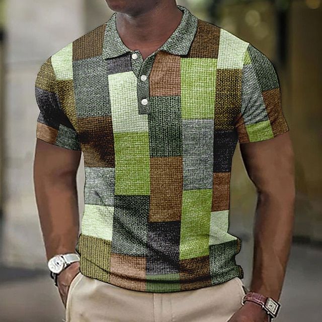 Men's Checked Polo Shirt - Summer Casual