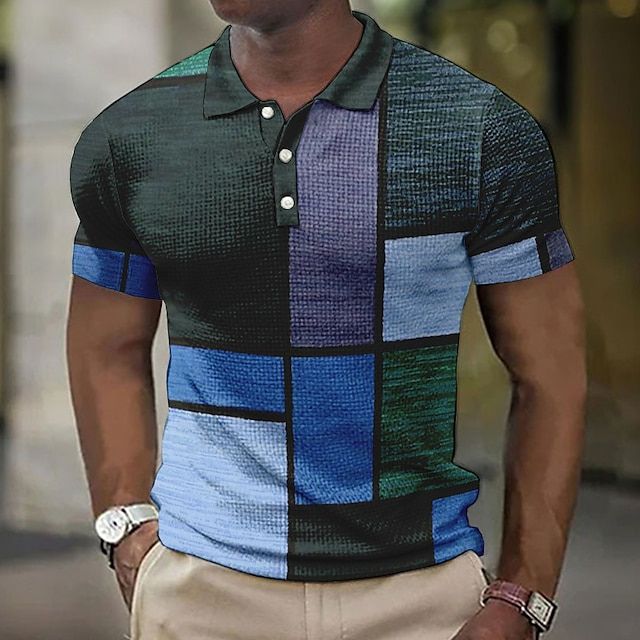 Men's Checked Polo Shirt - Summer Casual