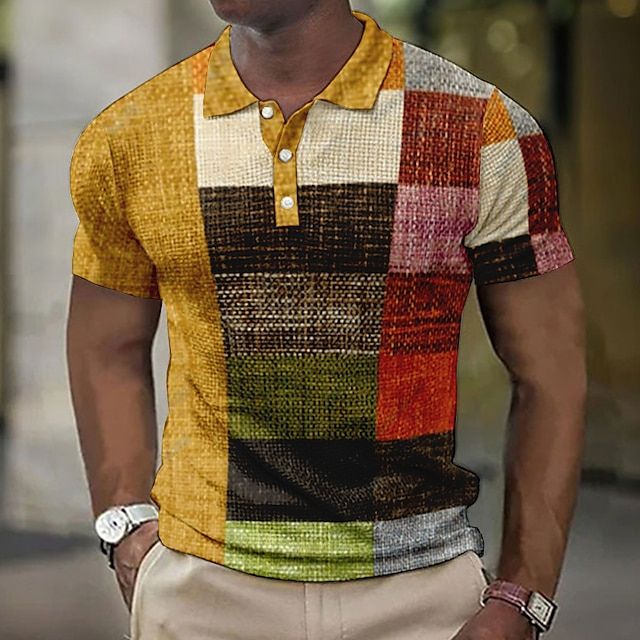 Men's Checked Polo Shirt - Summer Casual