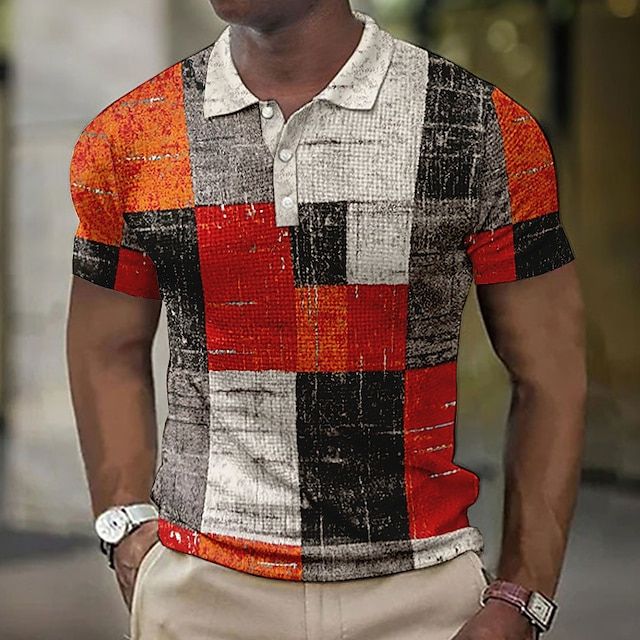 Men's Checked Polo Shirt - Summer Casual