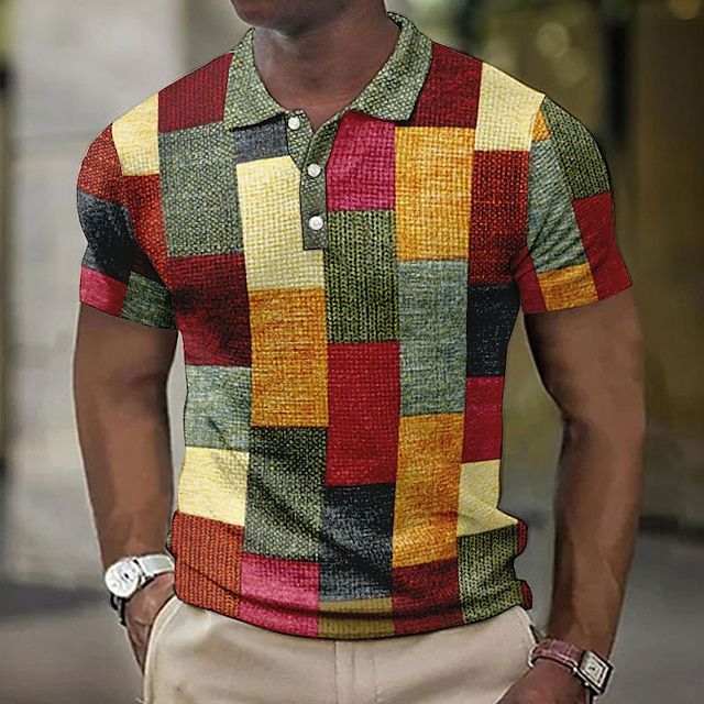 Men's Checked Polo Shirt - Summer Casual