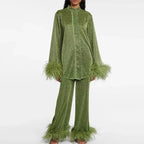 Hannah | Women's Glitter Feather Blouse, Evening