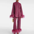 Hannah | Women's Glitter Feather Blouse, Evening