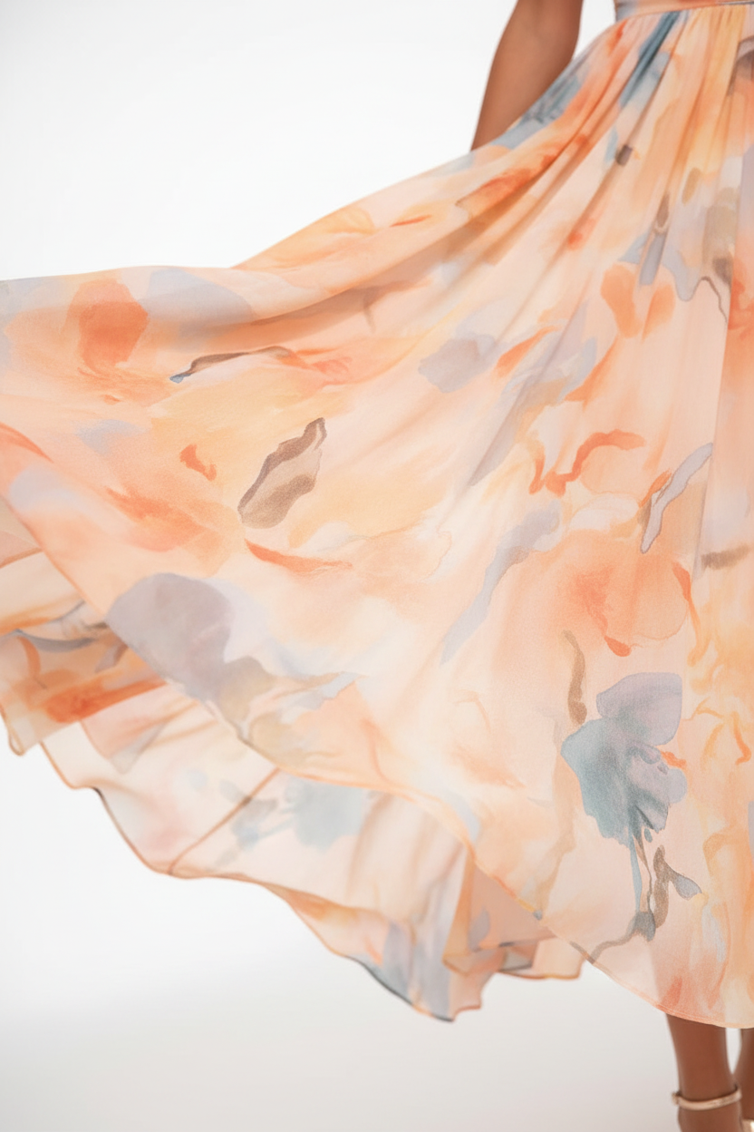 Women's Floral Chiffon Maxi Dress - Summer Wedding Guest
