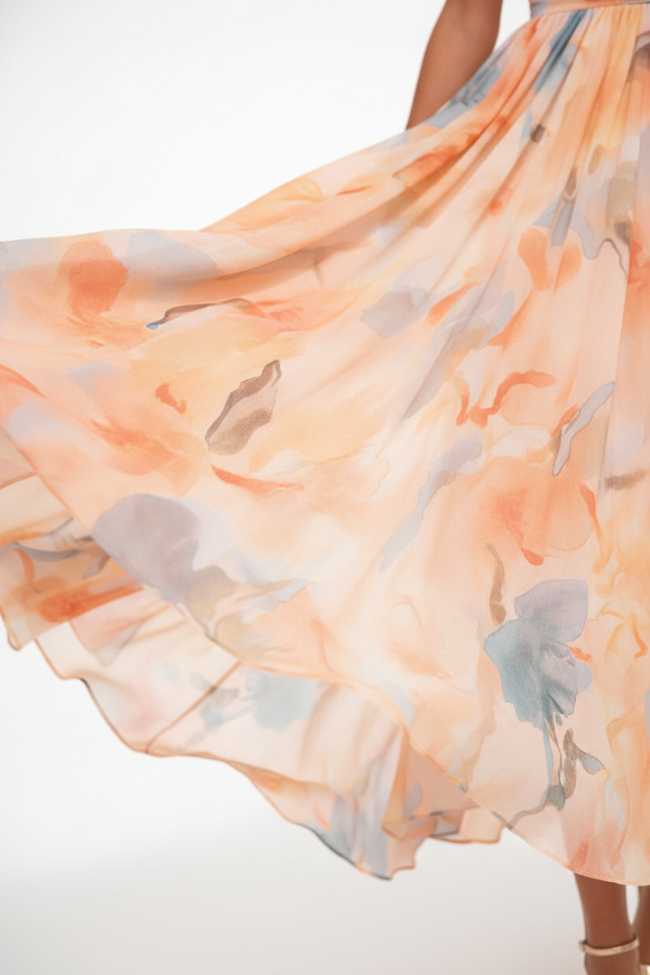 Women's Floral Chiffon Maxi Dress - Summer Wedding Guest