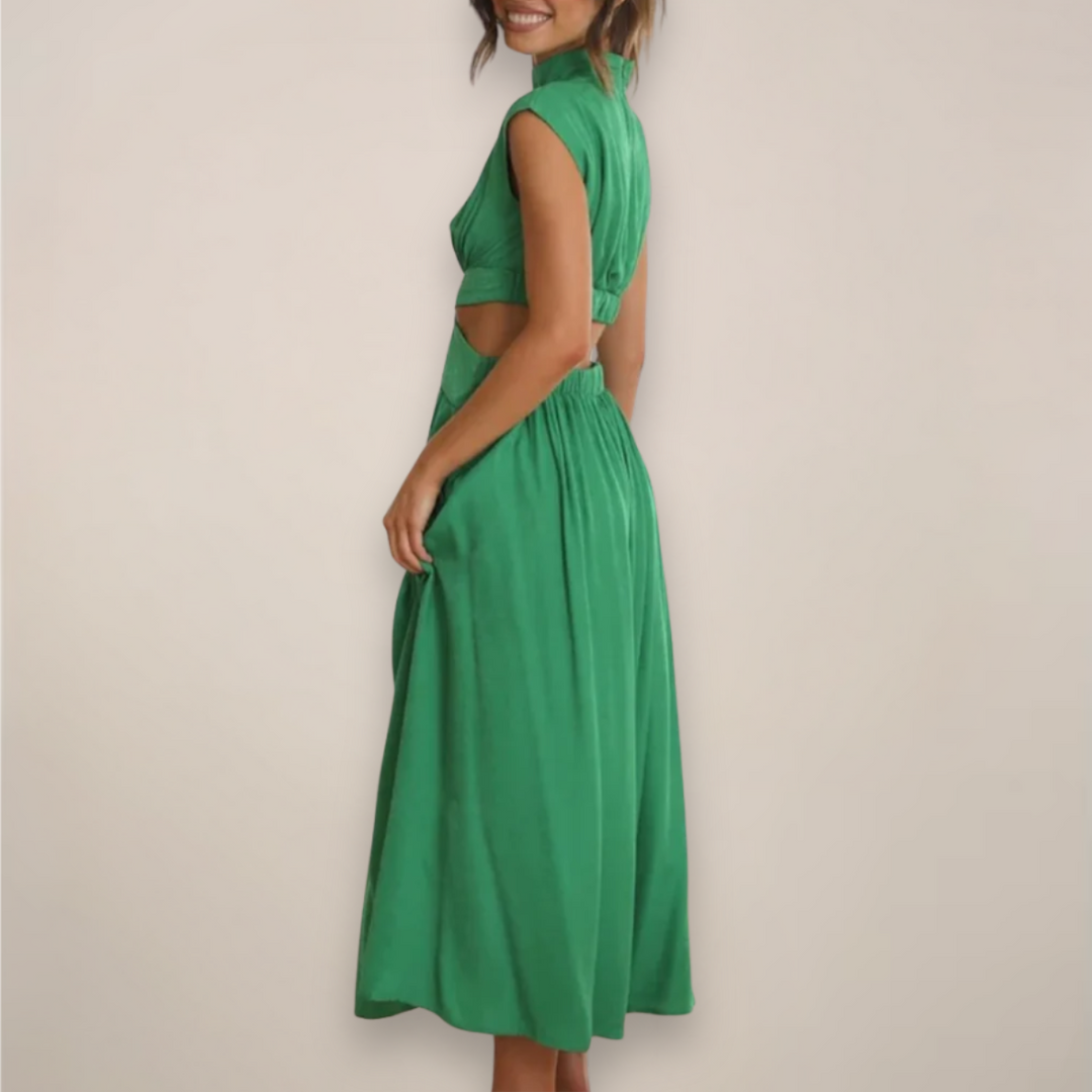 Sage | Women's Elegant Maxi Dress with Cap Sleeves