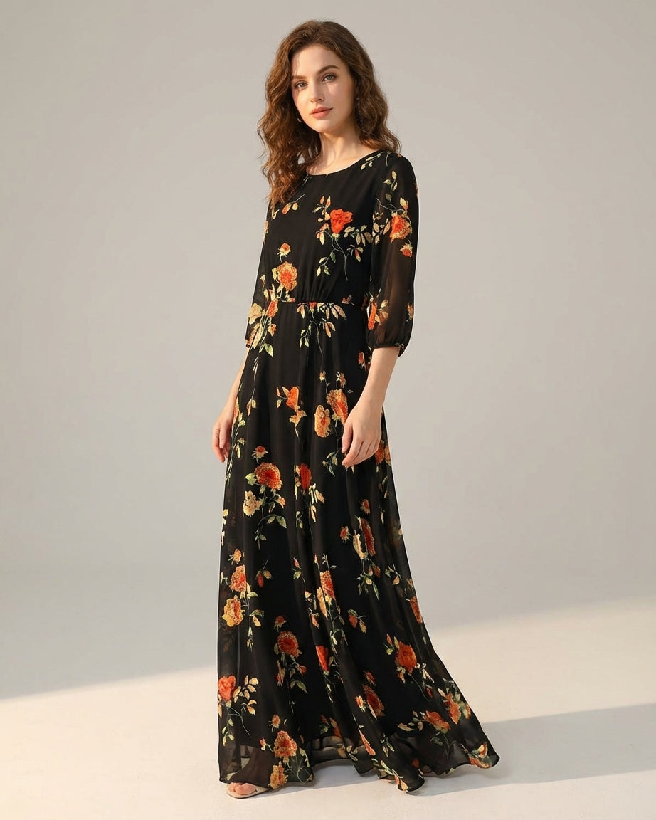 Nora | Women's Floral V Neck Maxi Dress
