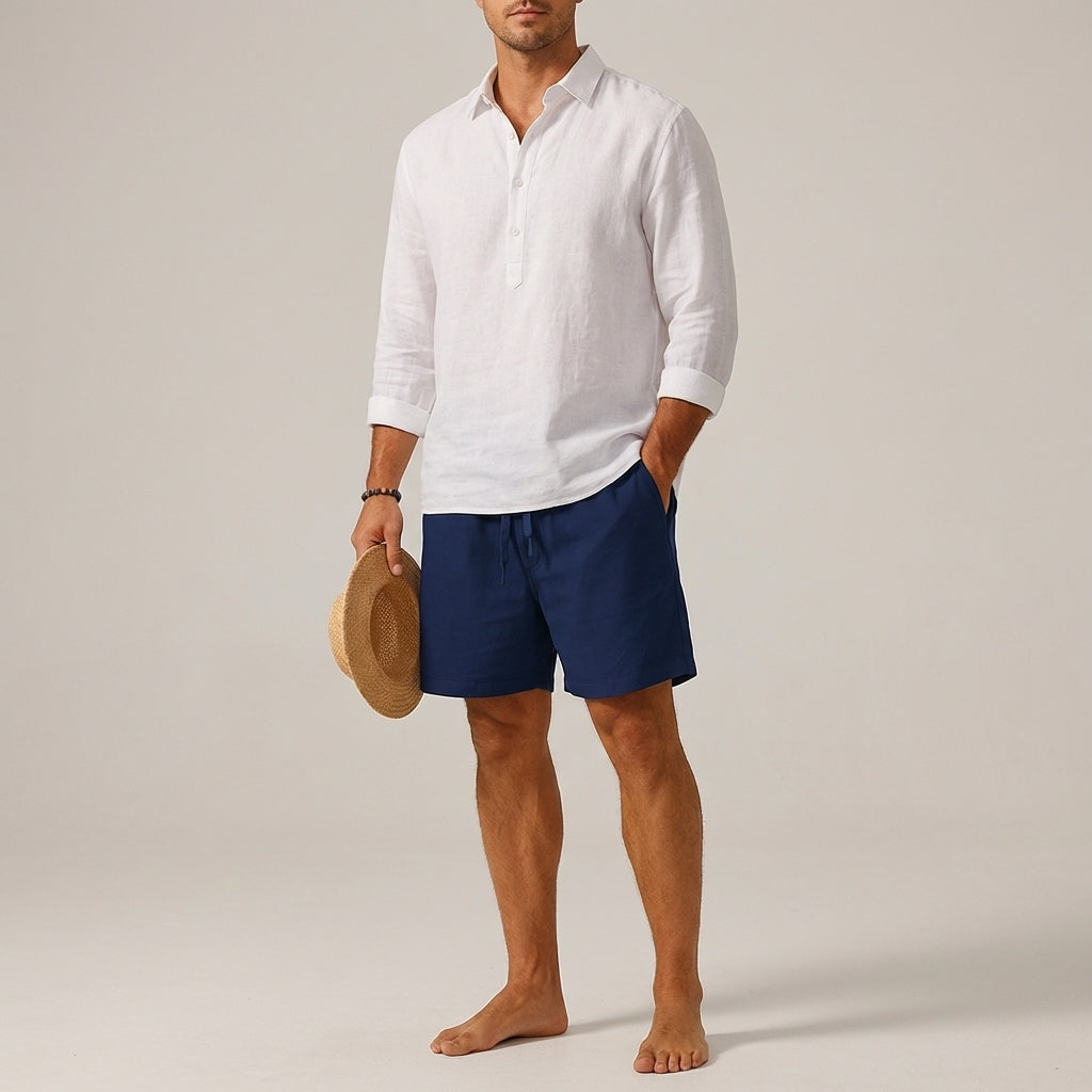 Men's Casual Cotton-Linen Blend Shorts - Summer Comfort