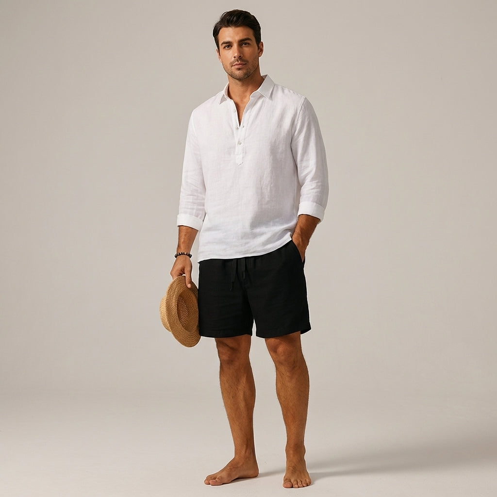 Men's Casual Cotton-Linen Blend Shorts - Summer Comfort