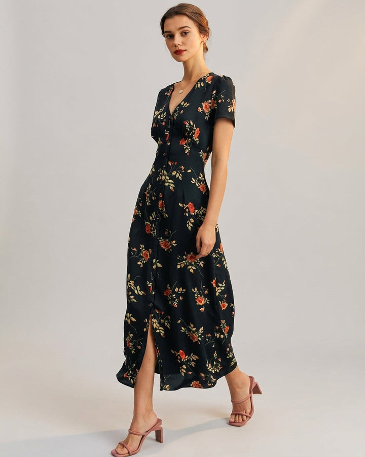 Nora | Women's Floral V Neck Maxi Dress