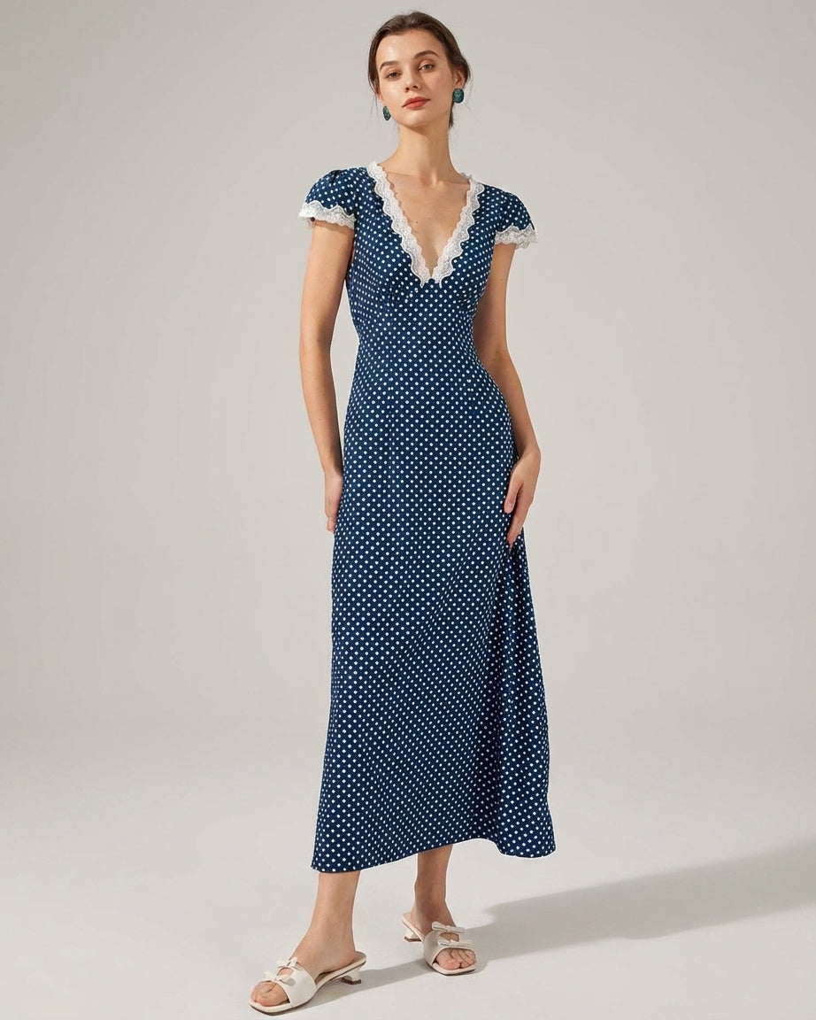 Ivy | Women's Casual Polka Dot Maxi Dress