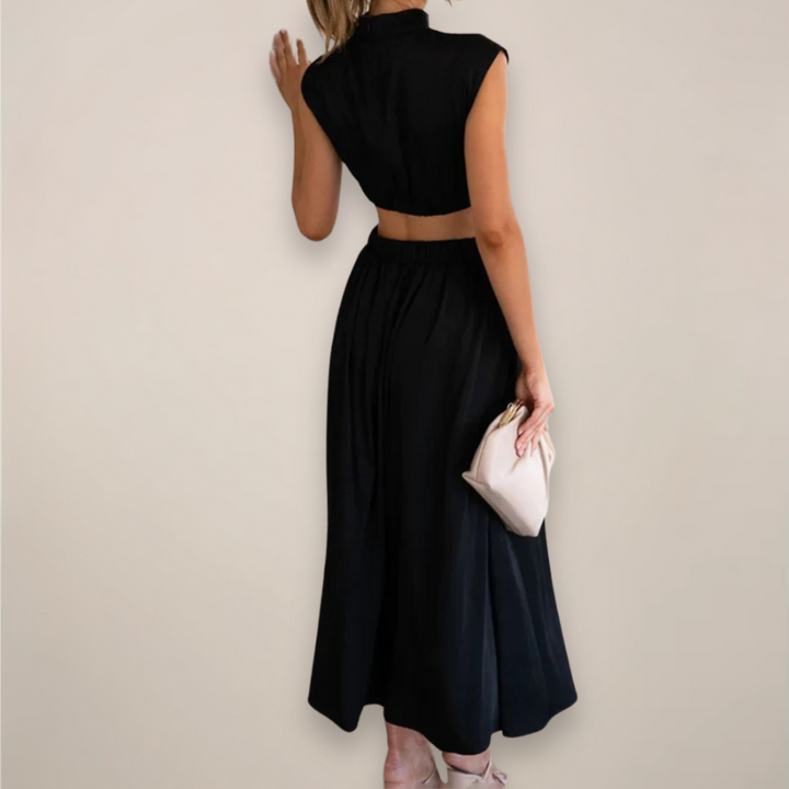 Sage | Women's Elegant Maxi Dress with Cap Sleeves