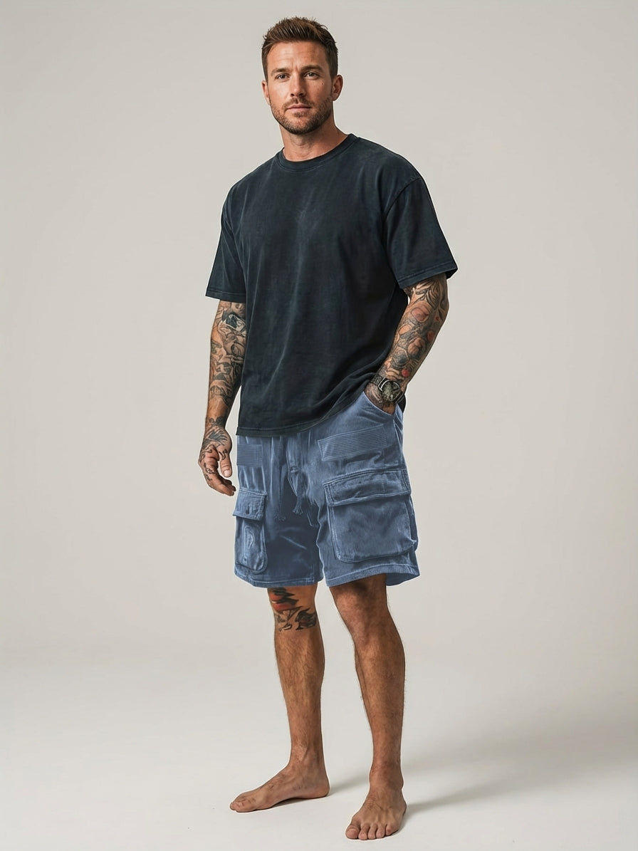 Men's Casual Corduroy Cargo Shorts - Summer Outdoor