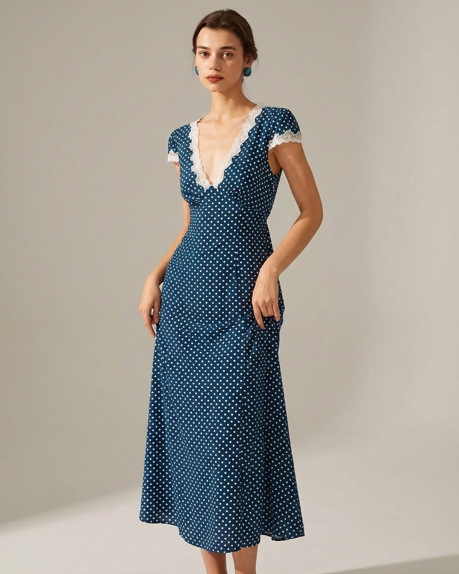Ivy | Women's Casual Polka Dot Maxi Dress