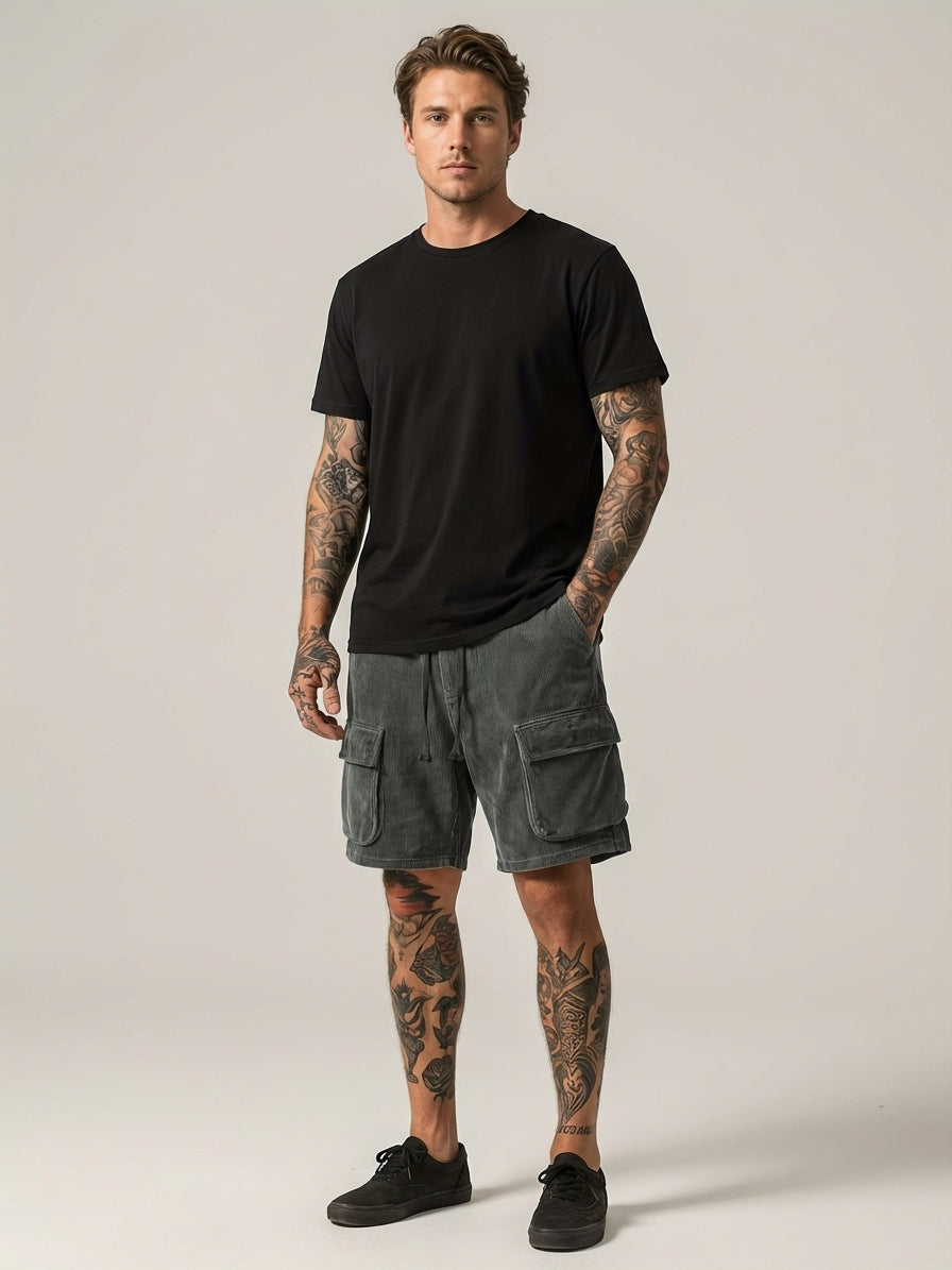 Men's Casual Corduroy Cargo Shorts - Summer Outdoor