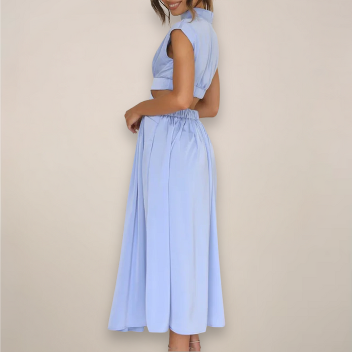 Sage | Women's Elegant Maxi Dress with Cap Sleeves