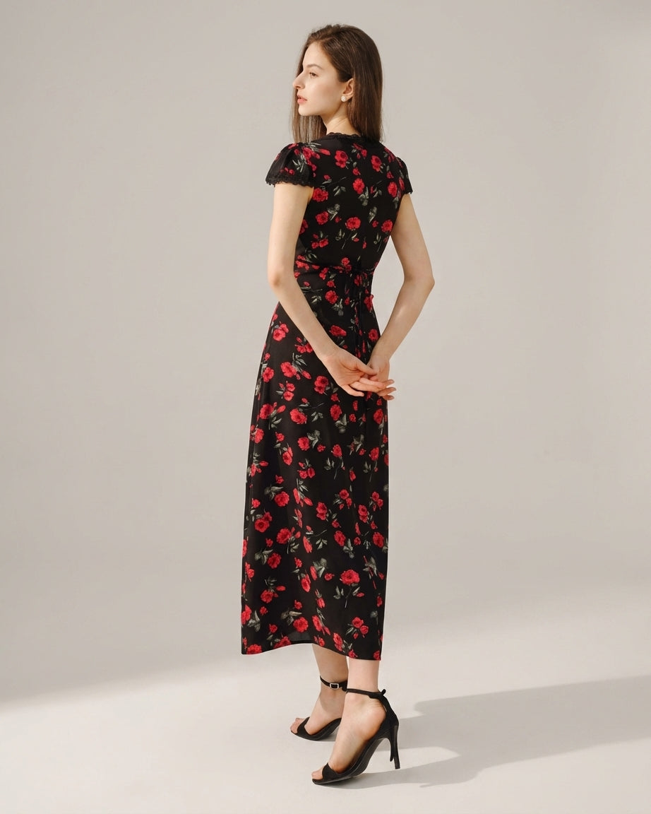 Ivy | Women's Floral V Neck Maxi Dress