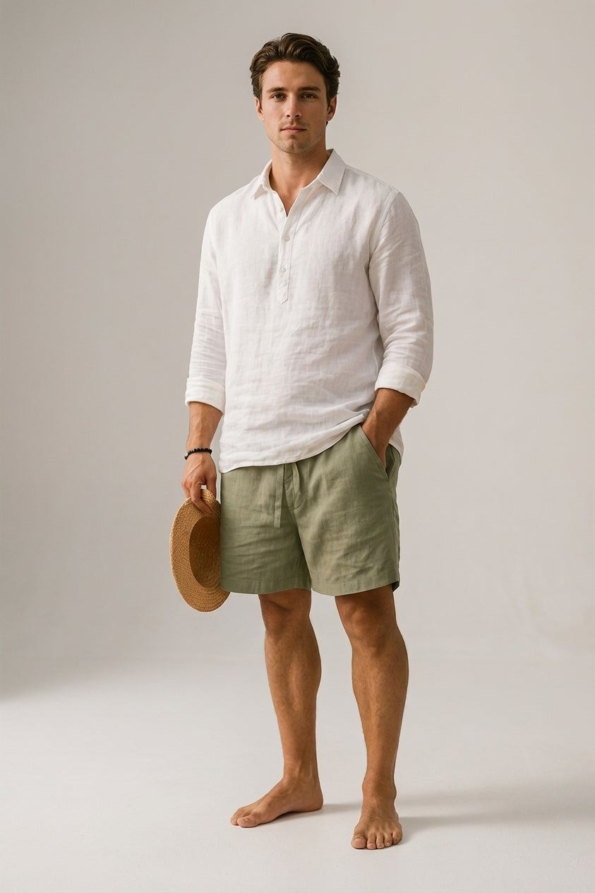 Men's Casual Cotton-Linen Blend Shorts - Summer Comfort