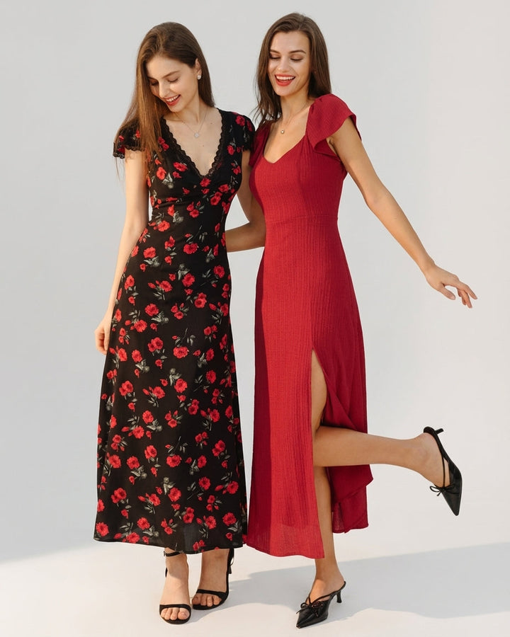 Ivy | Women's Floral V Neck Maxi Dress