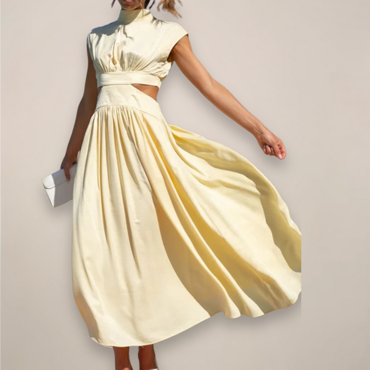 Sage | Women's Elegant Maxi Dress with Cap Sleeves