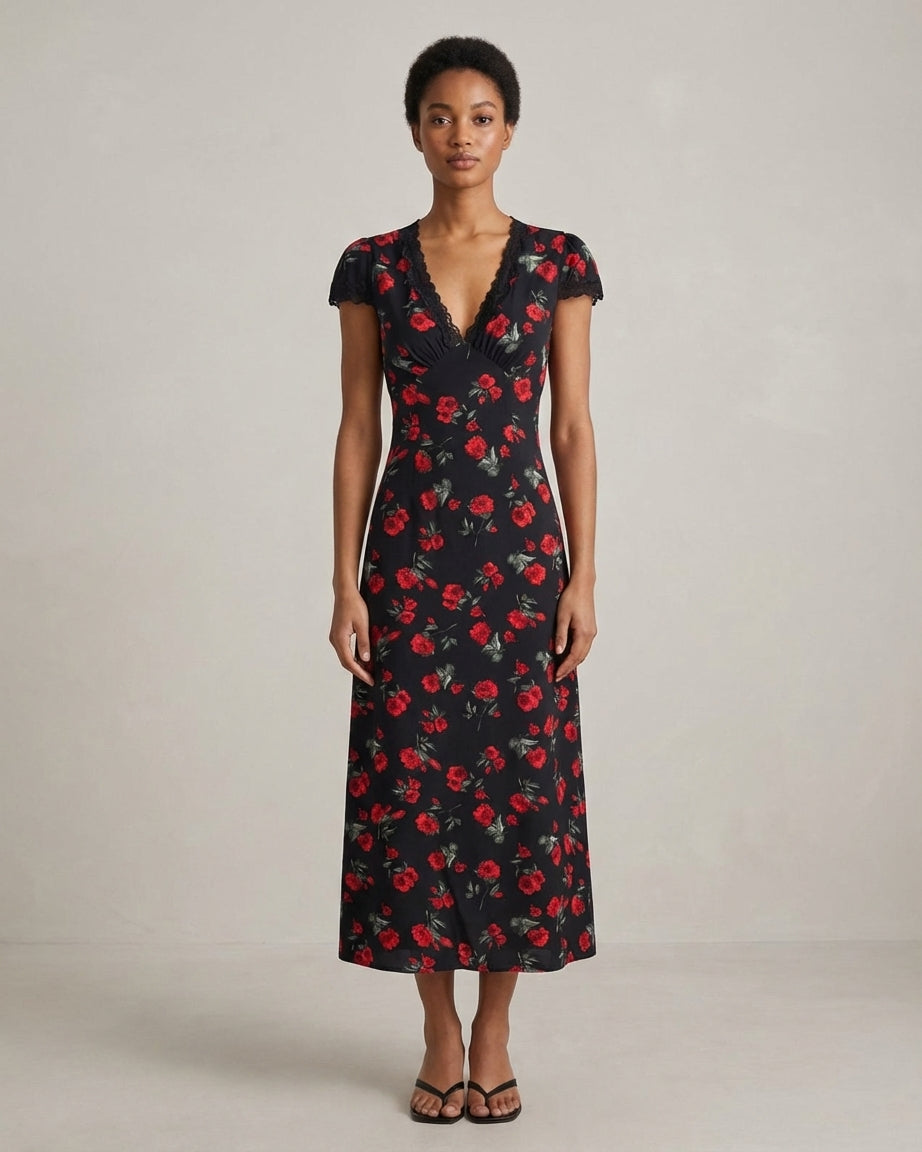 Ivy | Women's Floral V Neck Maxi Dress