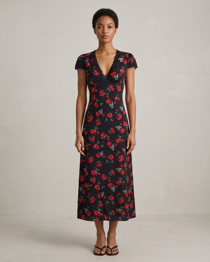 Ivy | Women's Floral V Neck Maxi Dress