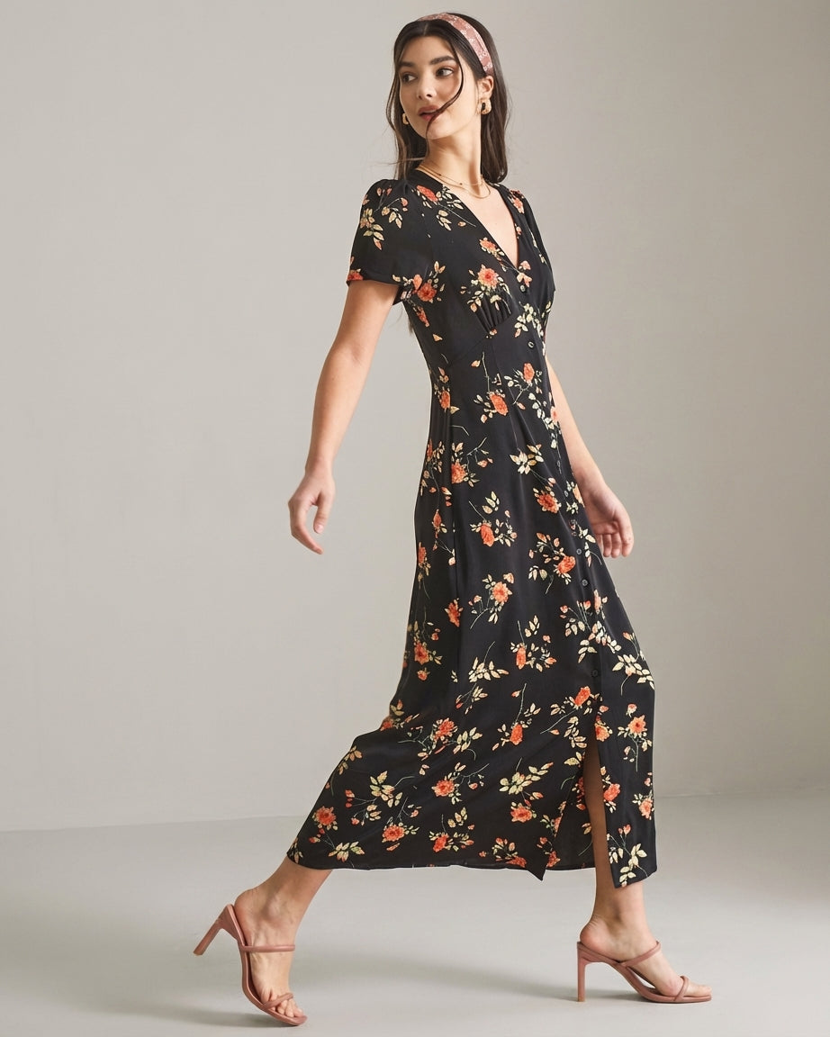 Nora | Women's Floral V Neck Maxi Dress