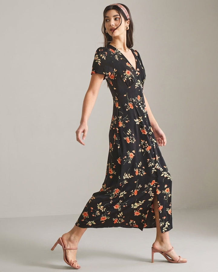 Nora | Women's Floral V Neck Maxi Dress
