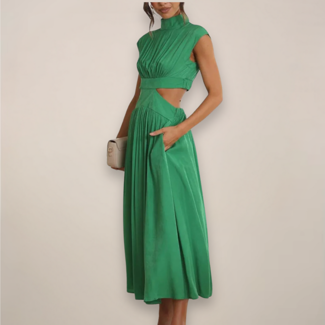 Sage | Women's Elegant Maxi Dress with Cap Sleeves
