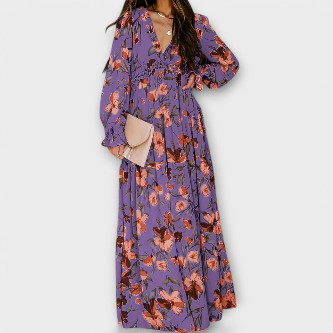 Moriah | Women's Floral Pleated Maxi Dress