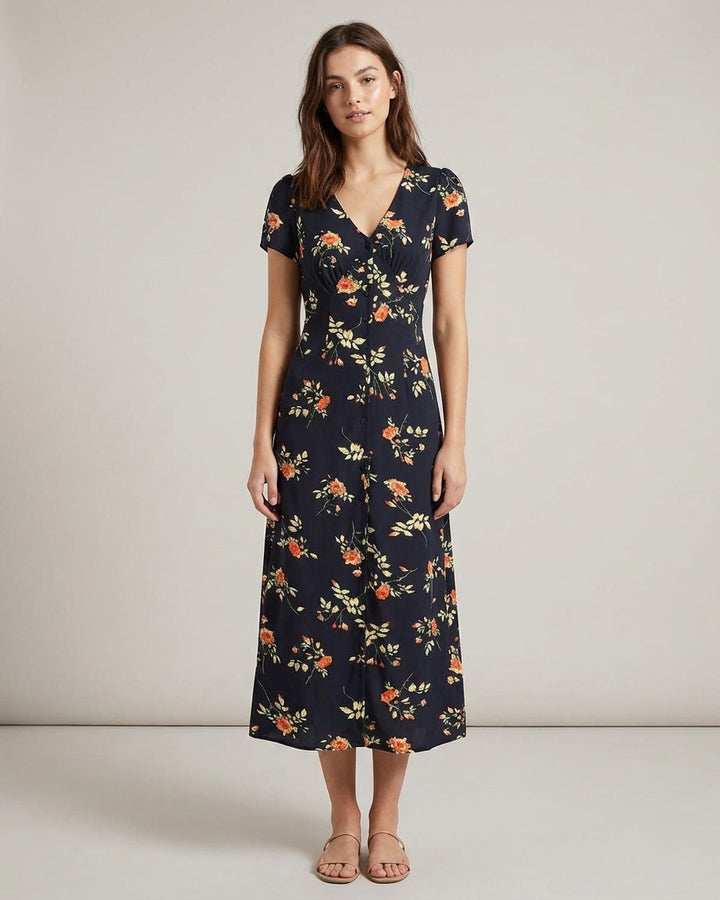 Nora | Women's Floral V Neck Maxi Dress