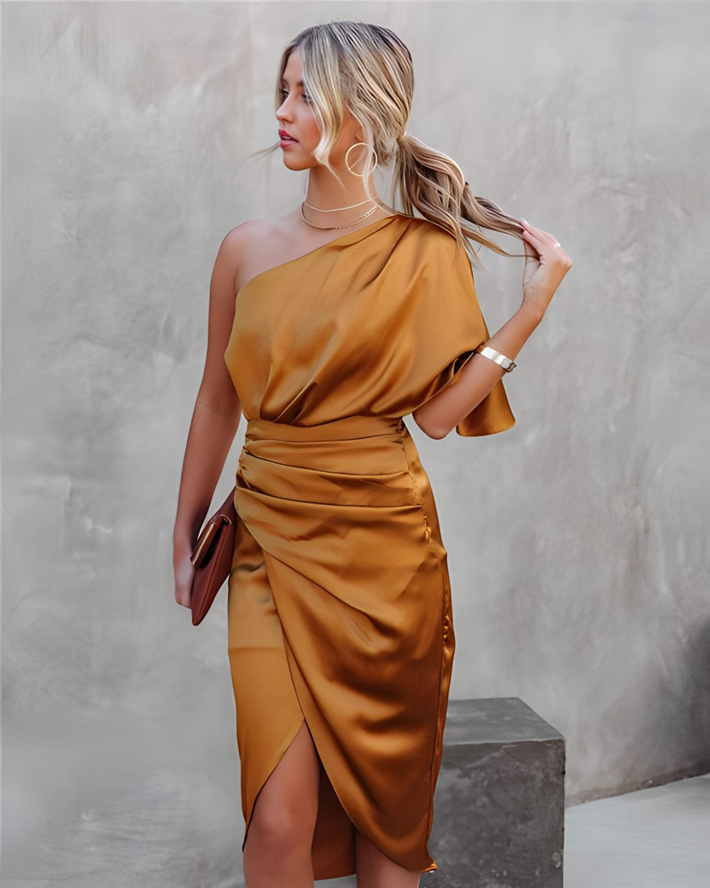 Sophia | Women's Silk Evening Midi Dress, Formal