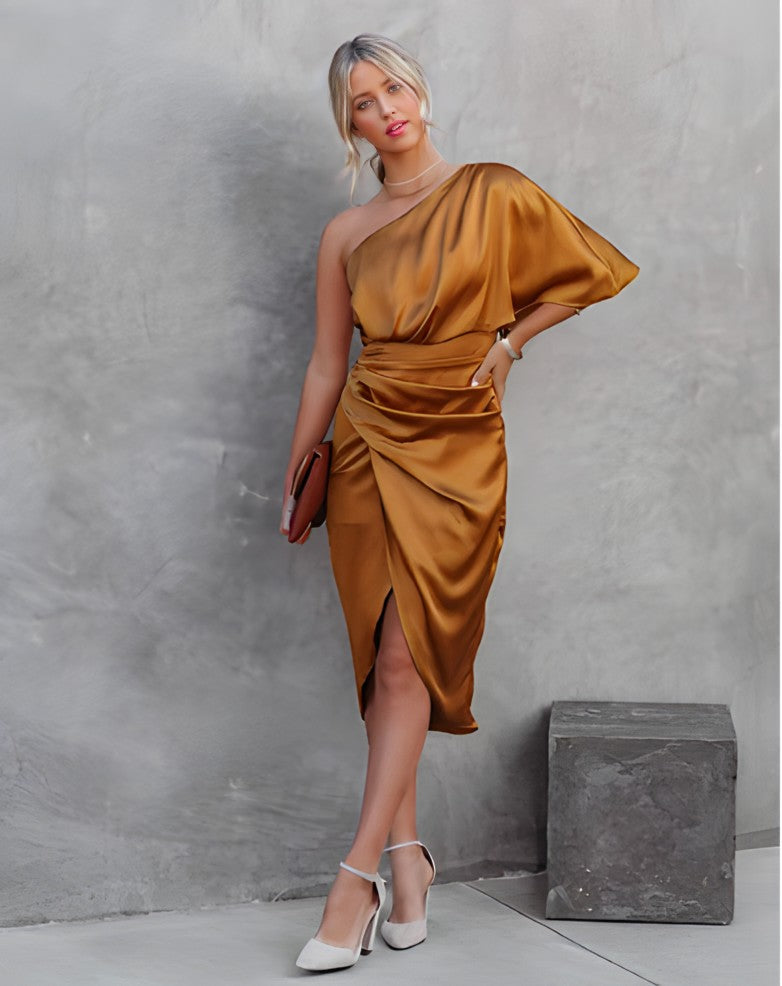Sophia | Women's Silk Evening Midi Dress, Formal