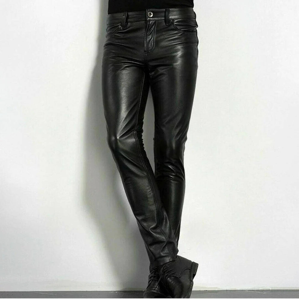 Men's Black Leather Trousers