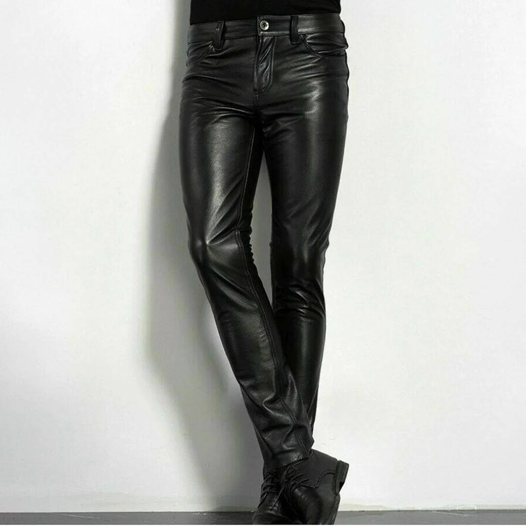 Men's Black Leather Trousers