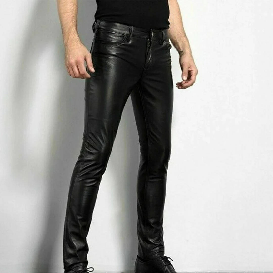 Men's Black Leather Trousers
